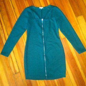 Body Con Dress - Dark Green - Zipper